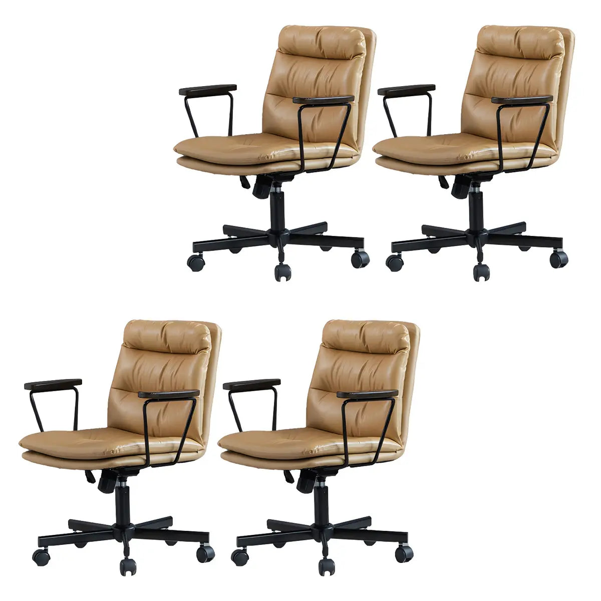 Classic Ergonomic Leather Black Adjustable Office Chair Image - 43