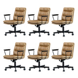 Classic Ergonomic Leather Black Adjustable Office Chair Image - 44