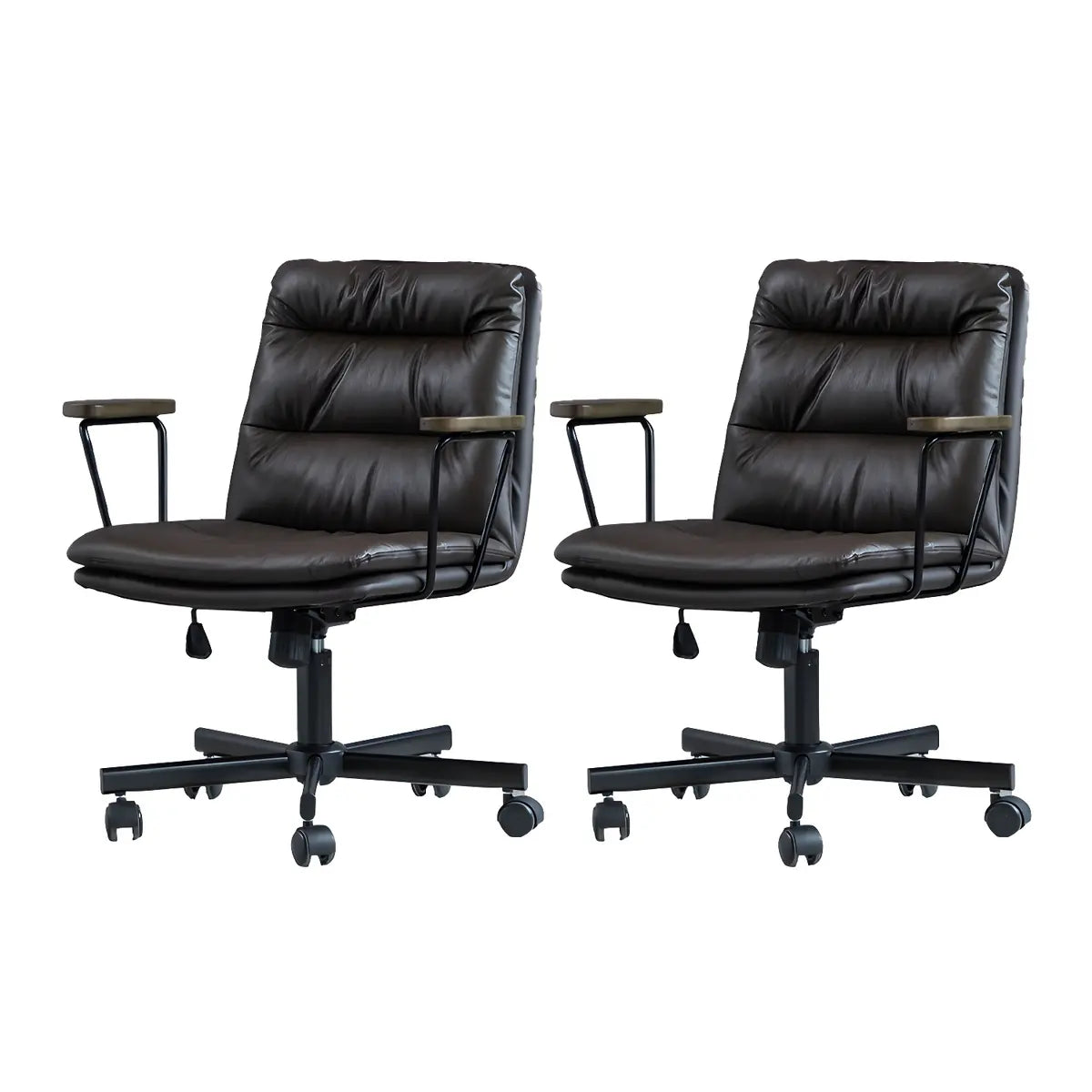 Classic Ergonomic Leather Black Adjustable Office Chair Image - 47