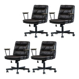 Classic Ergonomic Leather Black Adjustable Office Chair Image - 48