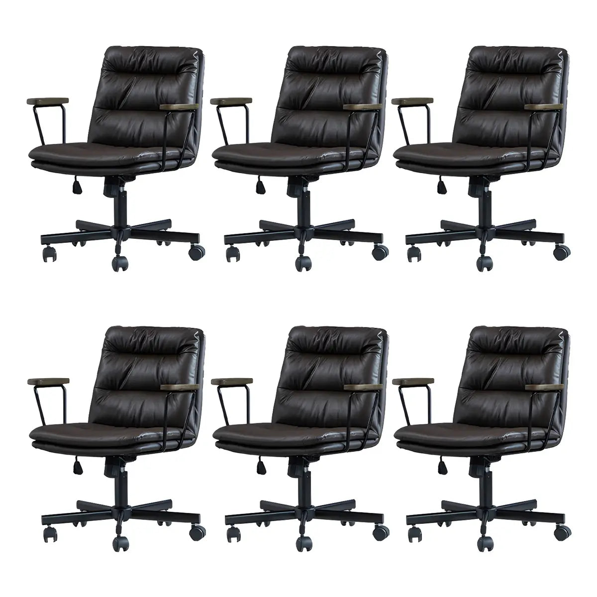 Classic Ergonomic Leather Black Adjustable Office Chair Image - 49