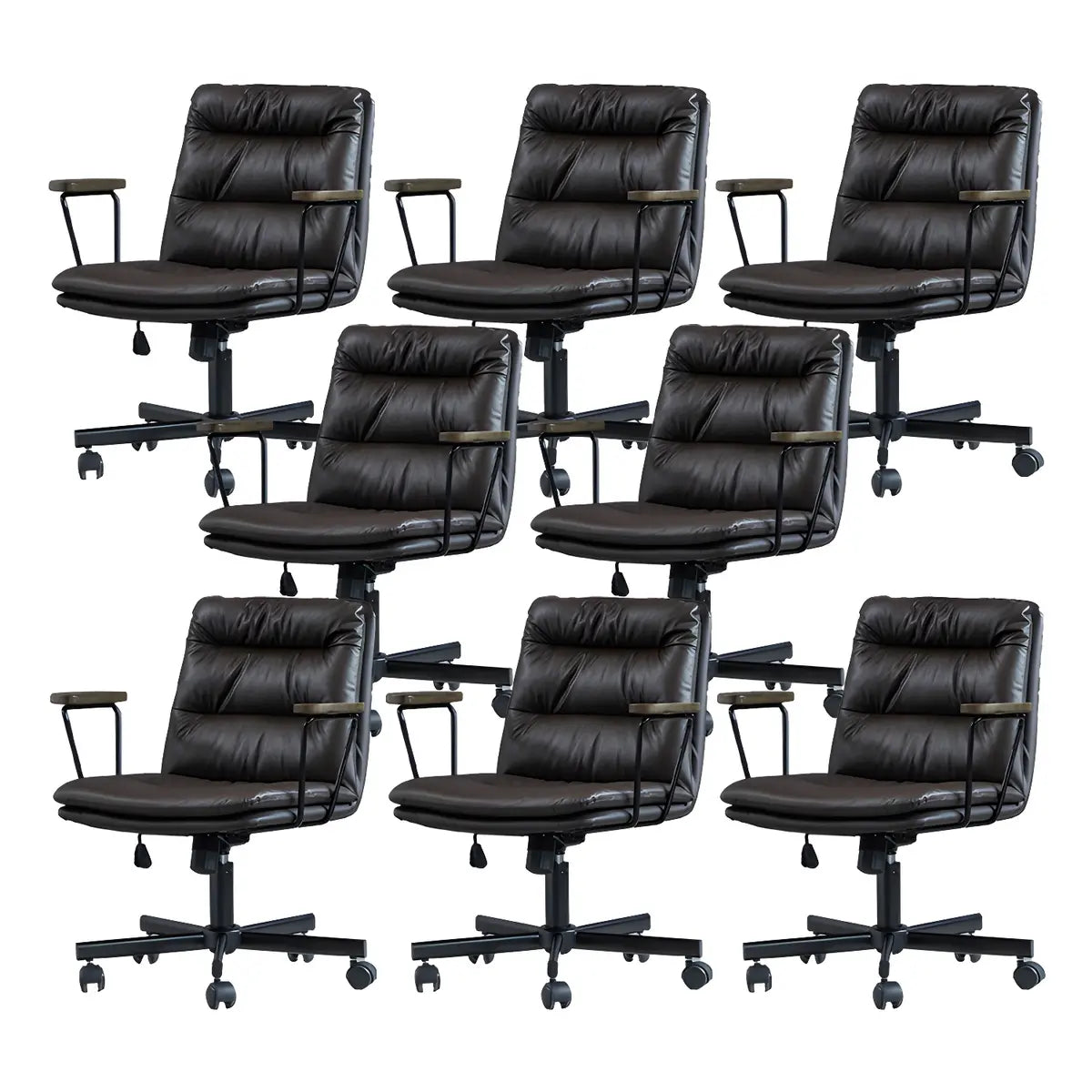 Classic Ergonomic Leather Black Adjustable Office Chair Image - 50