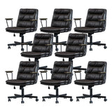 Classic Ergonomic Leather Black Adjustable Office Chair Image - 50