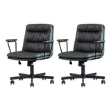 Classic Ergonomic Leather Black Adjustable Office Chair Image - 52