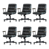 Classic Ergonomic Leather Black Adjustable Office Chair Image - 54