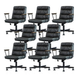 Classic Ergonomic Leather Black Adjustable Office Chair Image - 55