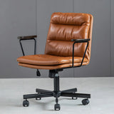 Classic Ergonomic Leather Black Adjustable Office Chair Image - 56