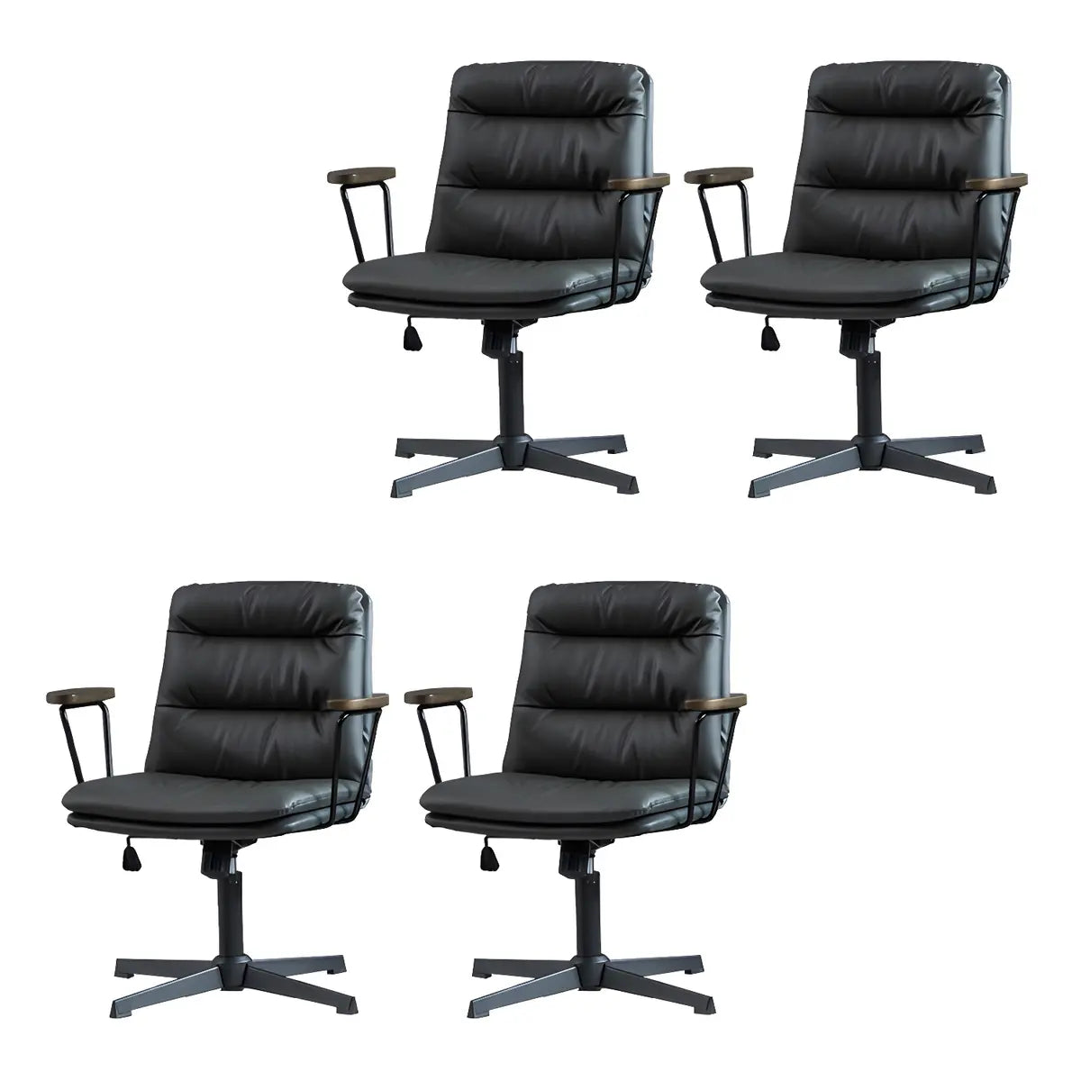 Classic Ergonomic Leather Black Adjustable Office Chair Image - 6