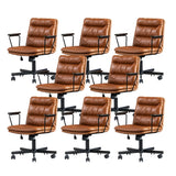 Classic Ergonomic Leather Black Adjustable Office Chair Image - 60