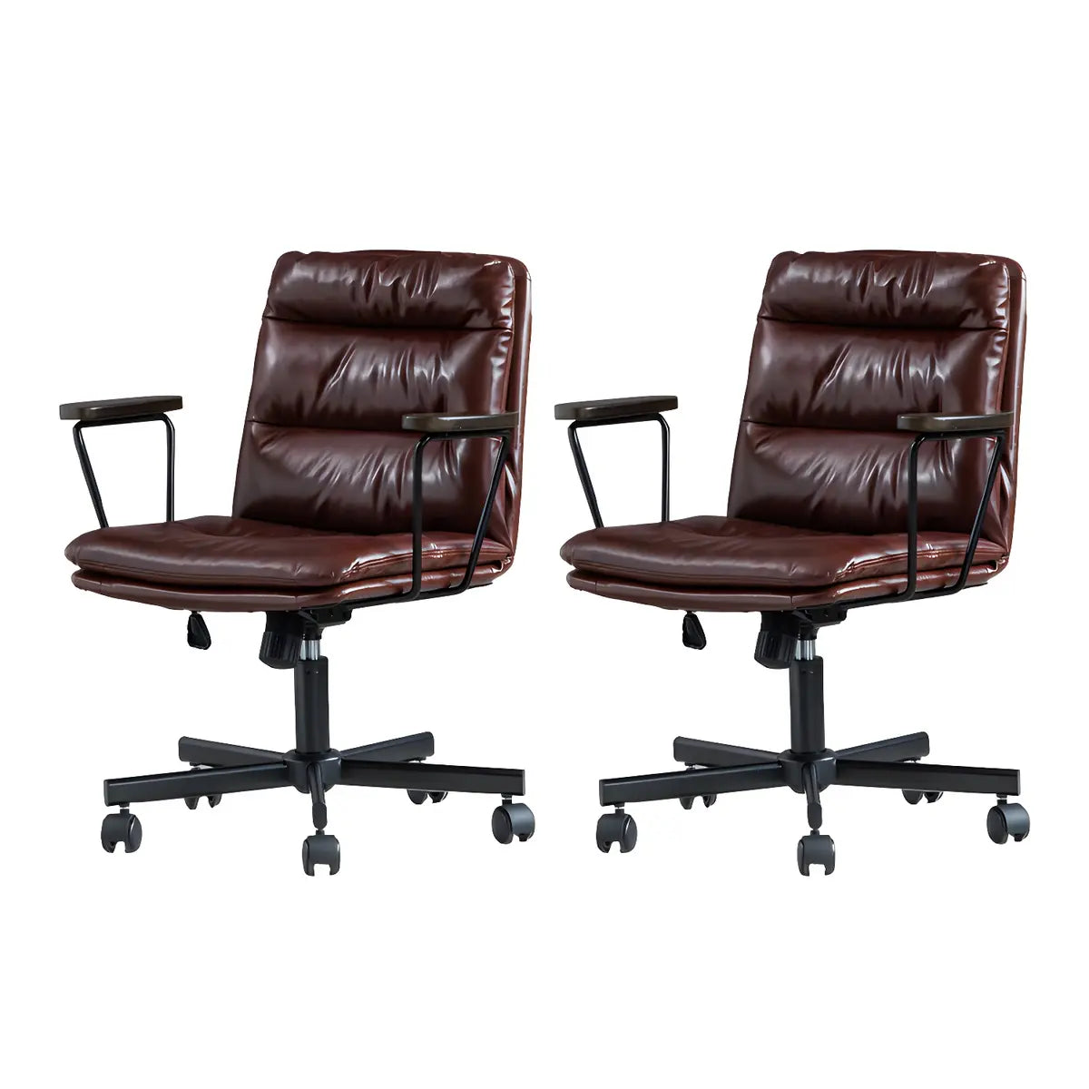 Classic Ergonomic Leather Black Adjustable Office Chair Image - 62