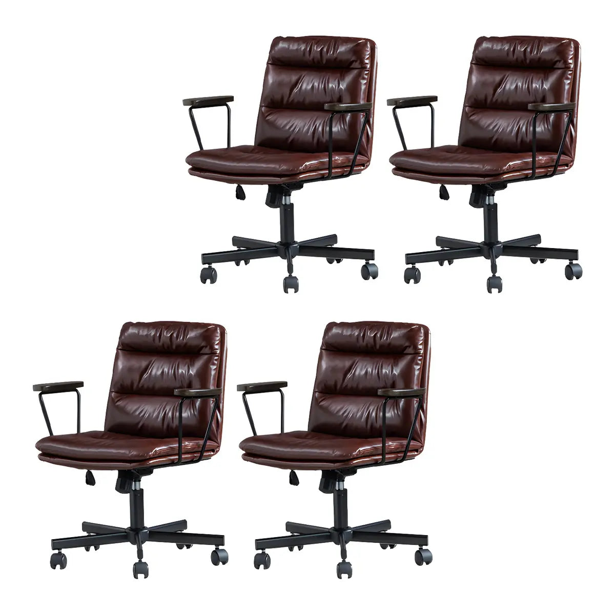 Classic Ergonomic Leather Black Adjustable Office Chair Image - 63