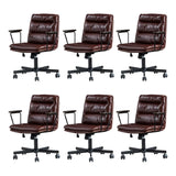 Classic Ergonomic Leather Black Adjustable Office Chair Image - 64