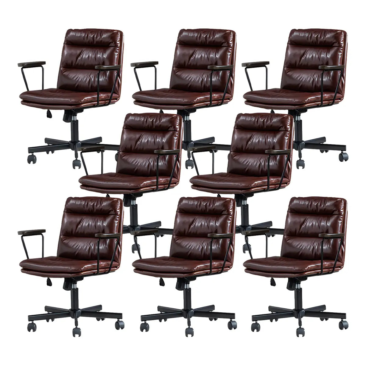 Classic Ergonomic Leather Black Adjustable Office Chair Image - 65