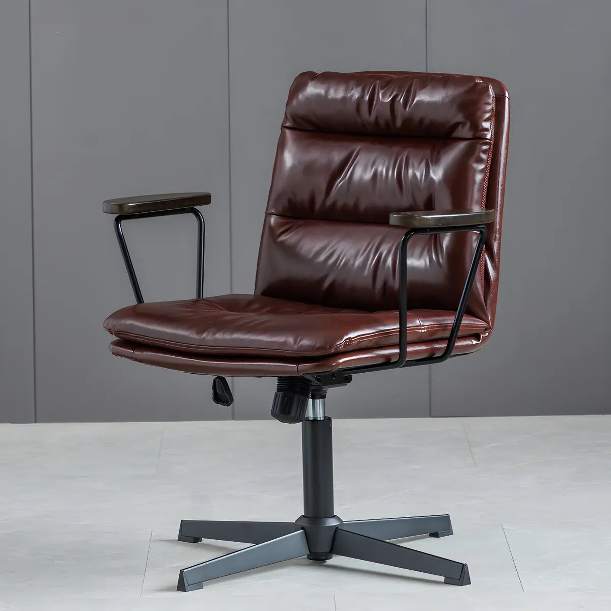 Classic Ergonomic Leather Black Adjustable Office Chair Image - 66