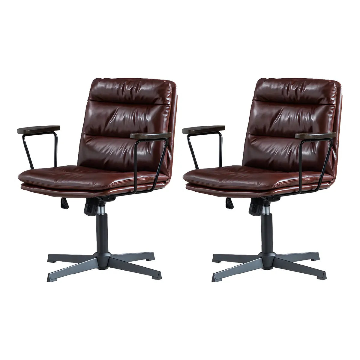 Classic Ergonomic Leather Black Adjustable Office Chair Image - 67