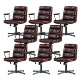 Classic Ergonomic Leather Black Adjustable Office Chair Image - 70