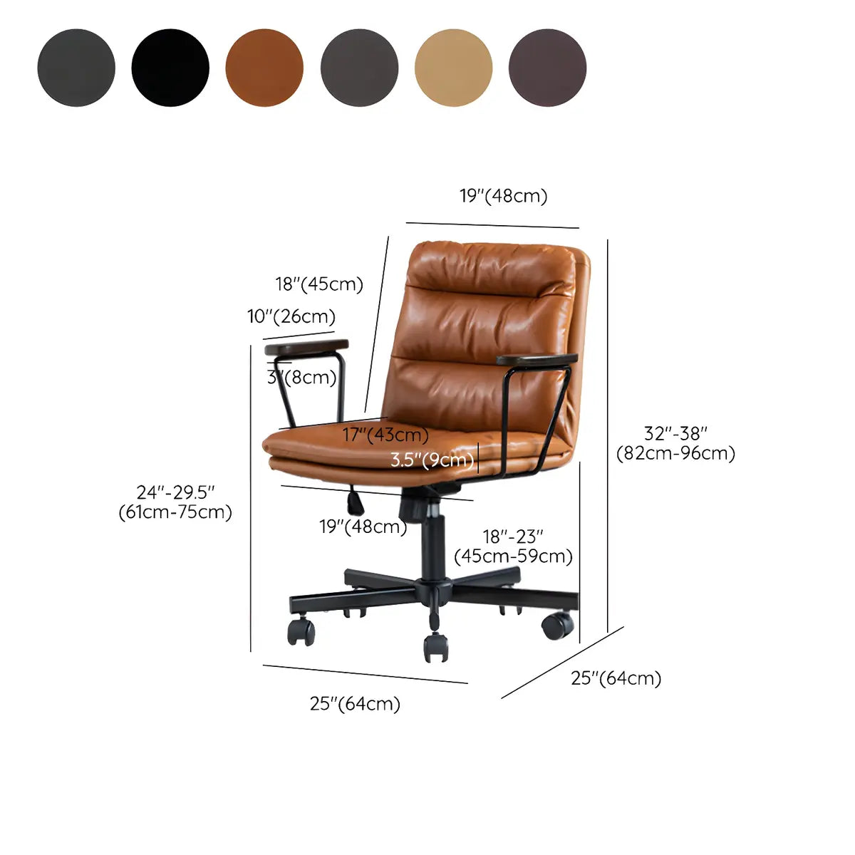 Classic Ergonomic Leather Black Adjustable Office Chair 