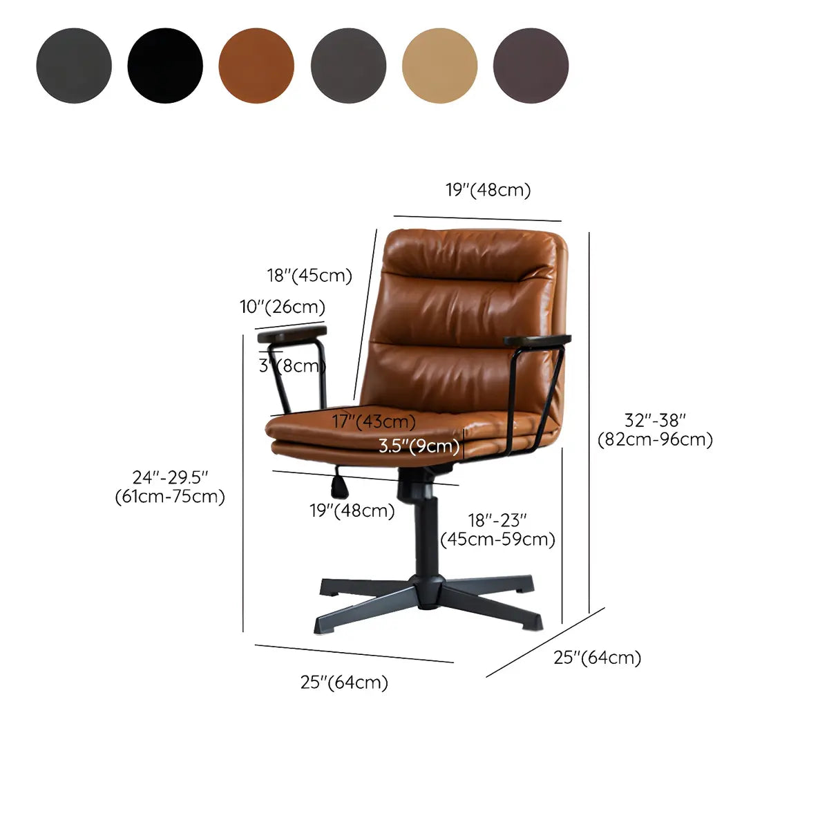 Classic Ergonomic Leather Black Adjustable Office Chair Image - 72