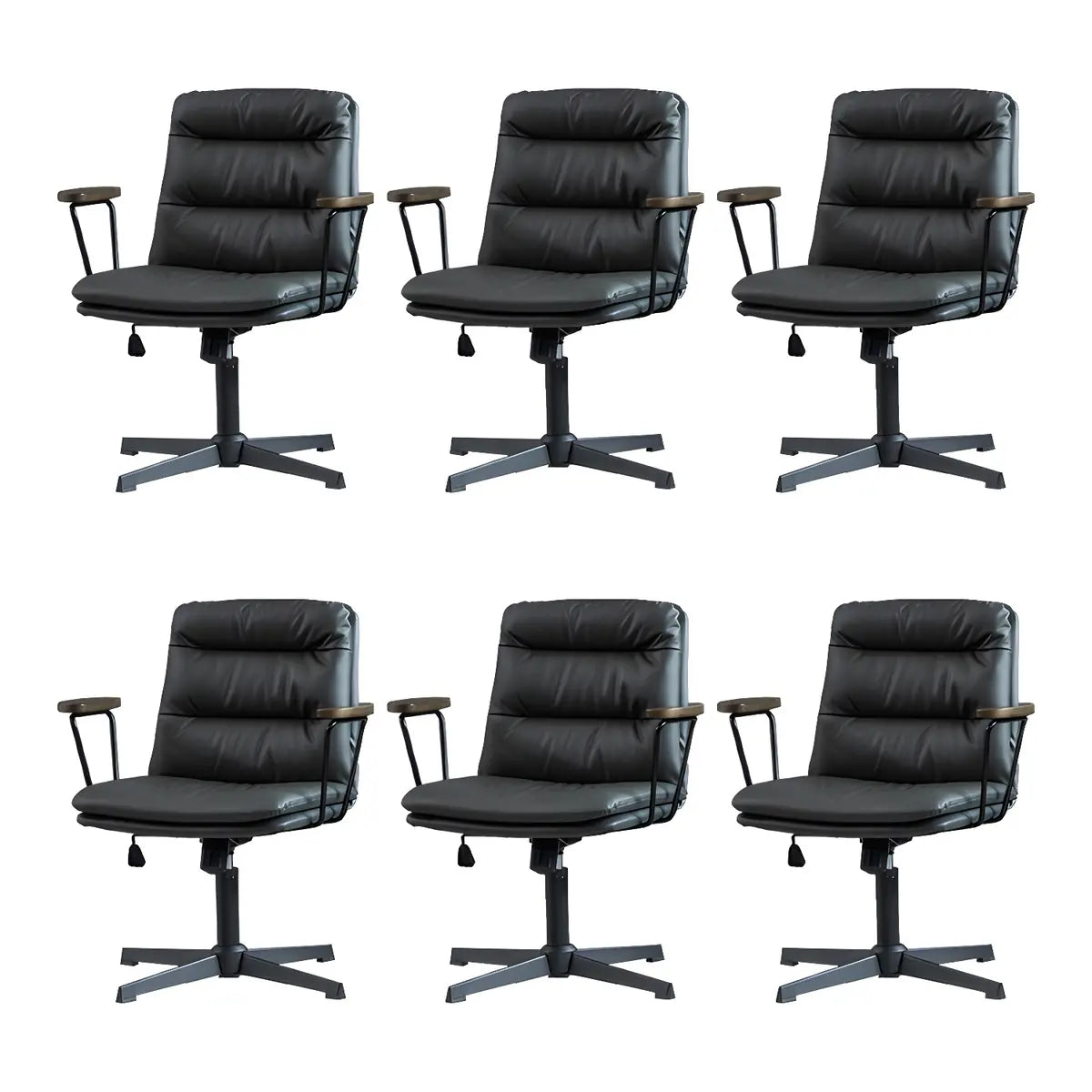 Classic Ergonomic Leather Black Adjustable Office Chair Image - 8