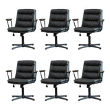 Classic Ergonomic Leather Black Adjustable Office Chair Image - 8