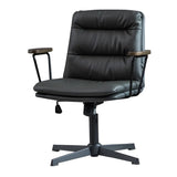 Classic Ergonomic Leather Black Adjustable Office Chair Image - 9