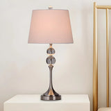 Classic Fabric Bucket Shade Crystal Decor Table Lamp Image - 1