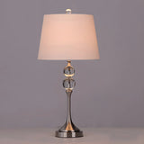 Classic Fabric Bucket Shade Crystal Decor Table Lamp Image - 2