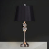 Classic Fabric Bucket Shade Crystal Decor Table Lamp Image - 5