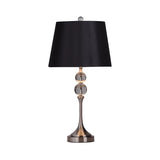 Classic Fabric Bucket Shade Crystal Decor Table Lamp Image - 7