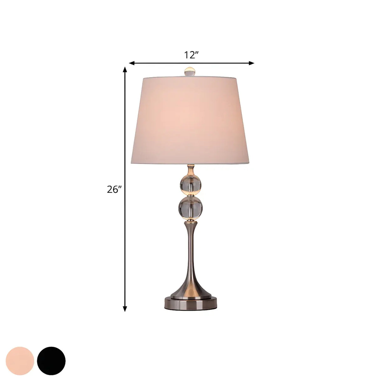 Classic Fabric Bucket Shade Crystal Decor Table Lamp 