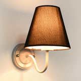 Classic Fabric Shade Black Metal Bedroom Wall Light Image - 21