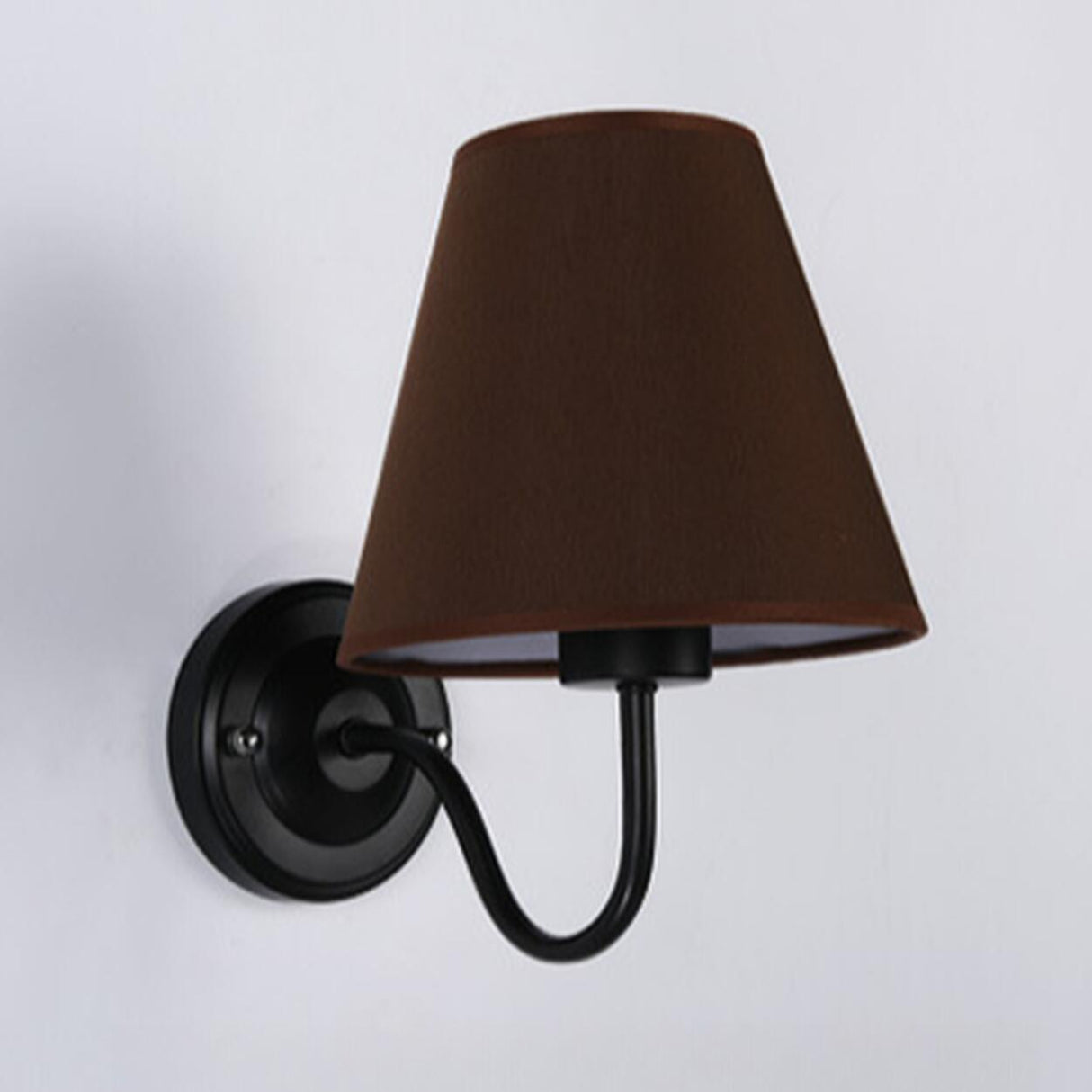 Classic Fabric Shade Black Metal Bedroom Wall Light Image - 23