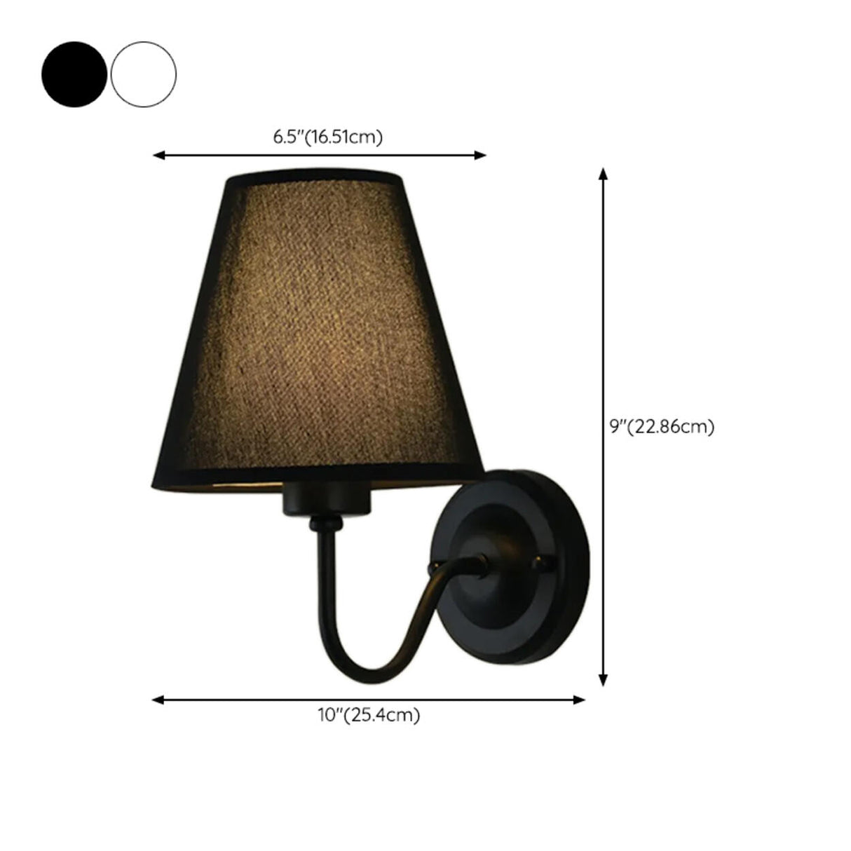 Classic Fabric Shade Black Metal Bedroom Wall Light 