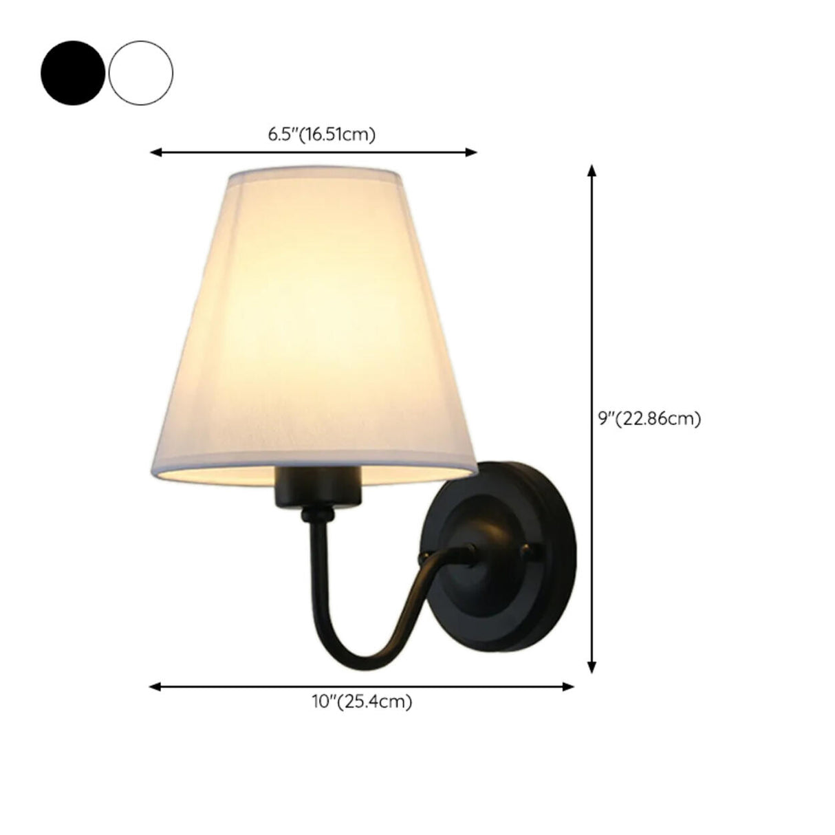 Classic Fabric Shade Black Metal Bedroom Wall Light Image - 28