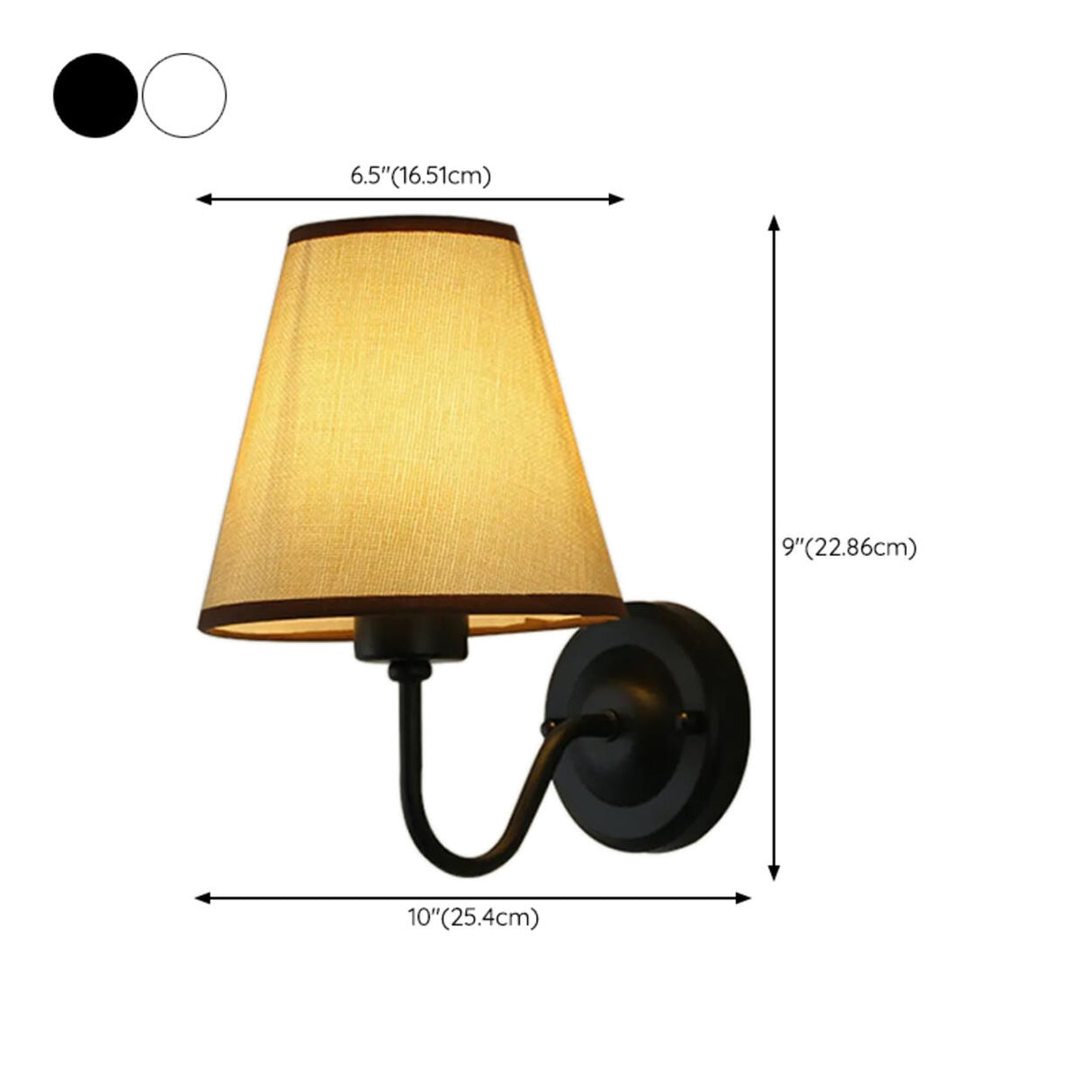 Classic Fabric Shade Black Metal Bedroom Wall Light Image - 29