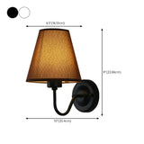 Classic Fabric Shade Black Metal Bedroom Wall Light Image - 30