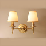 Classic Fabric Shade Gold Cylinder Wall Sconce Image - 11