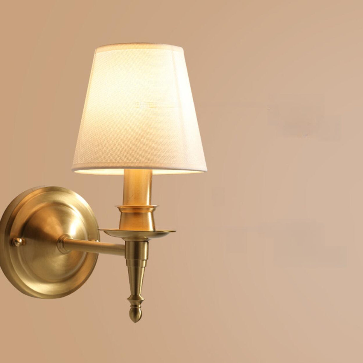 Classic Fabric Shade Gold Cylinder Wall Sconce Image - 12