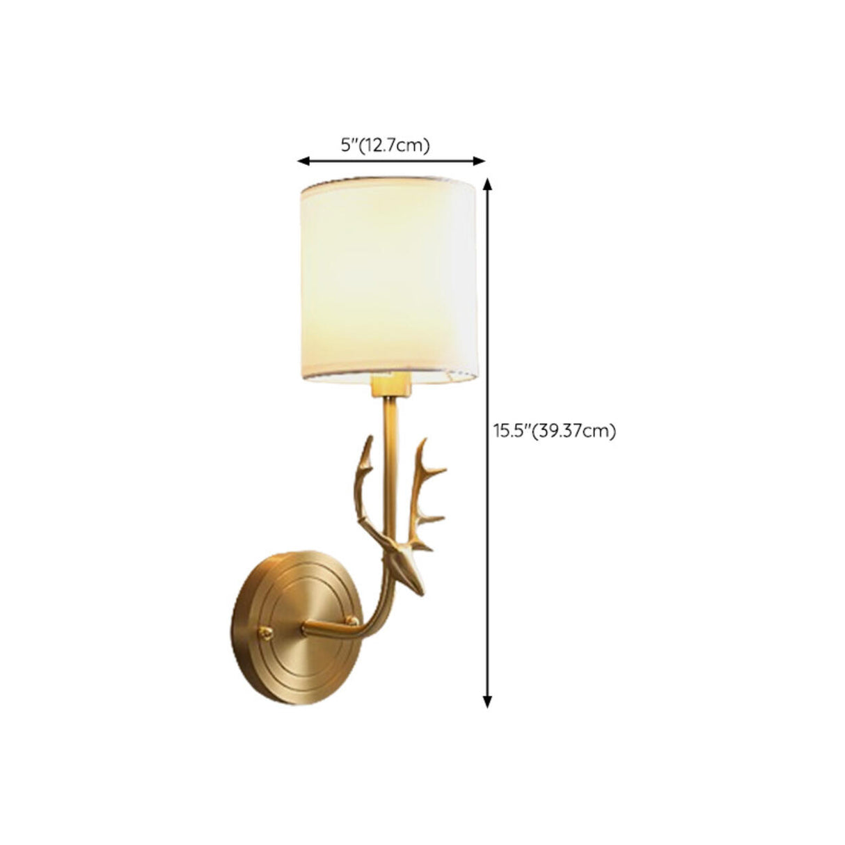 Classic Fabric Shade Gold Cylinder Wall Sconce Image - 18