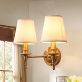 Classic Fabric Shade Gold Cylinder Wall Sconce Image - 2