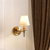 Classic Fabric Shade Gold Cylinder Wall Sconce Image - 3