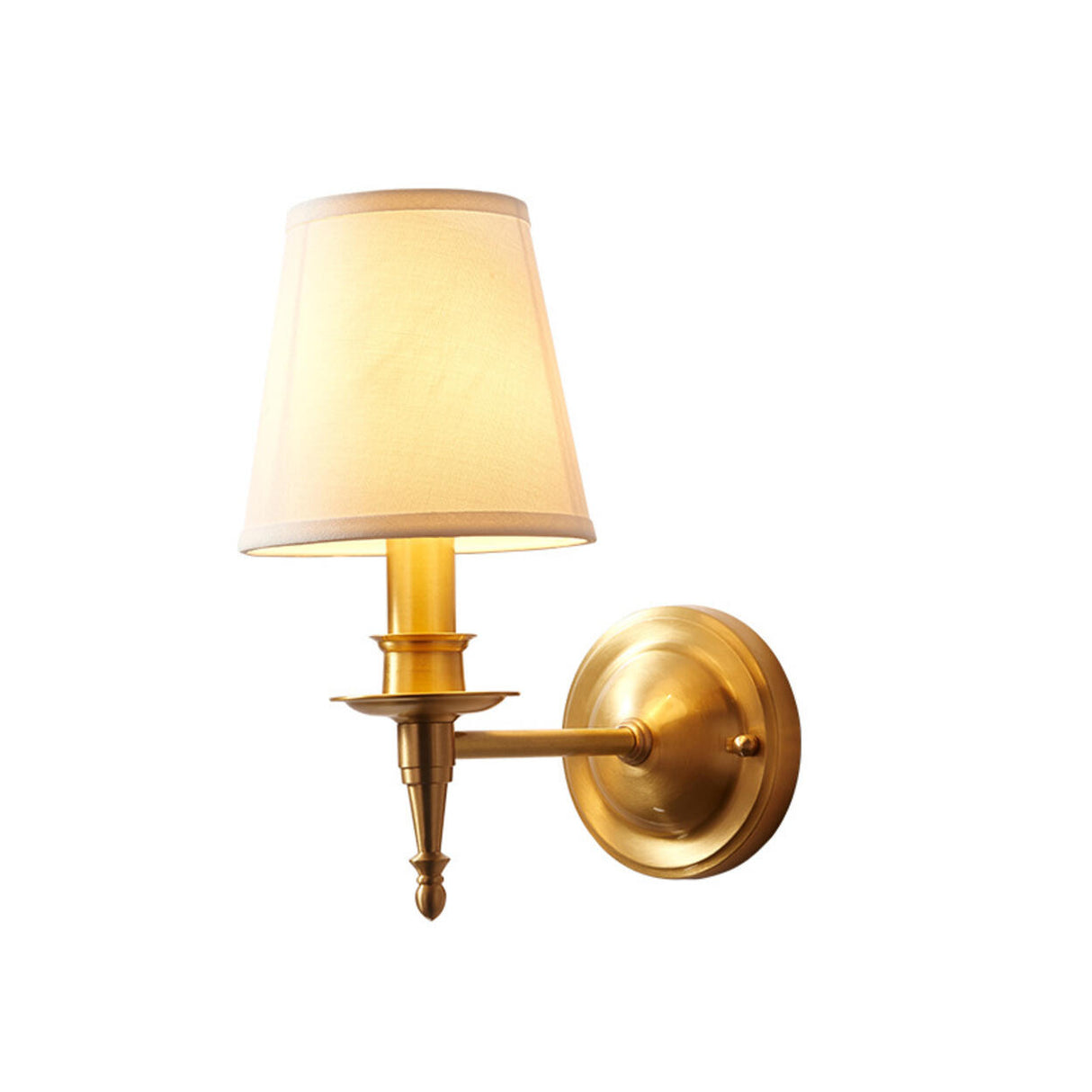 Classic Fabric Shade Gold Cylinder Wall Sconce Image - 5