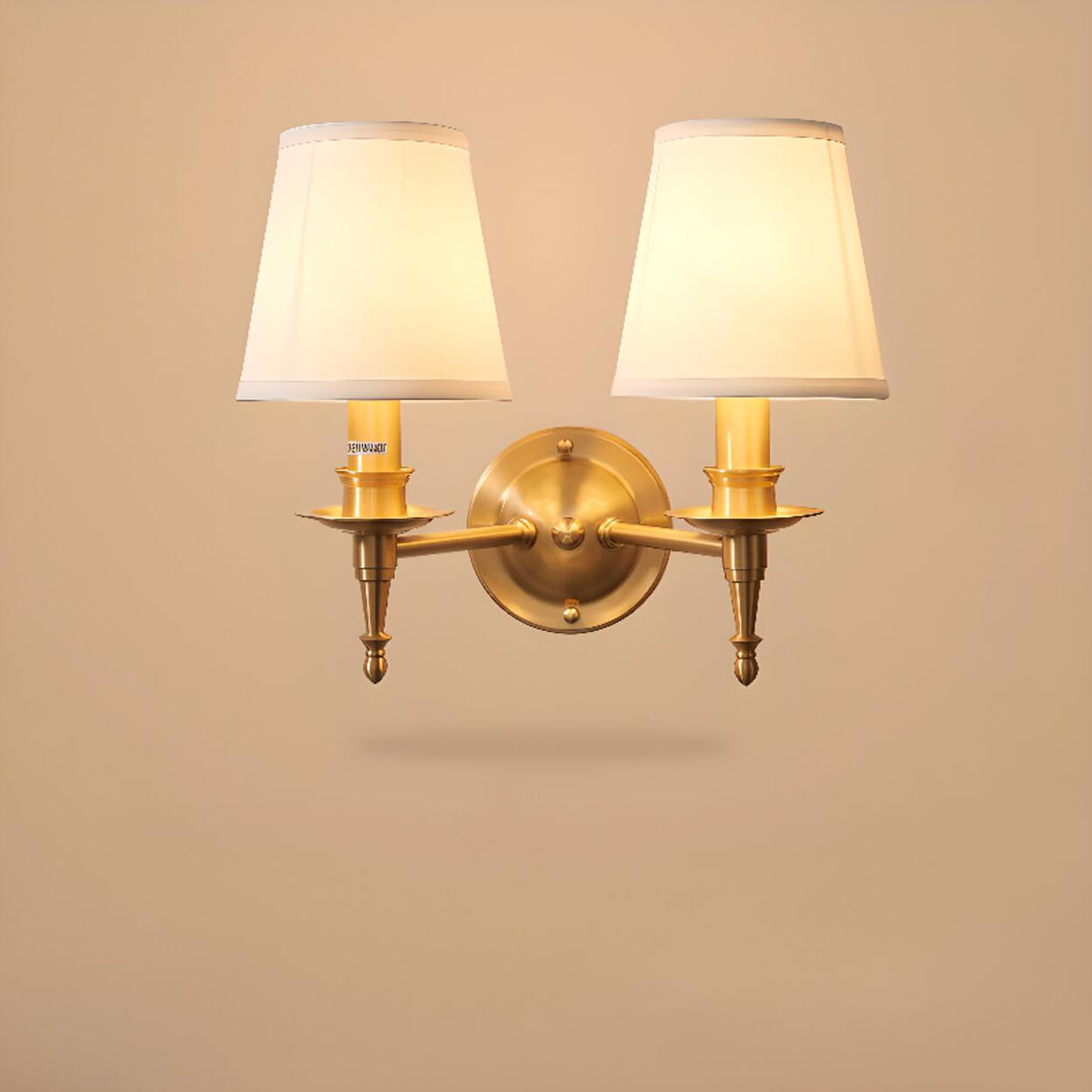 Classic Fabric Shade Gold Cylinder Wall Sconce Image - 9