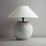 Classic Fabric Shade Jar Geometric Ceramic Table Lamp Image - 4