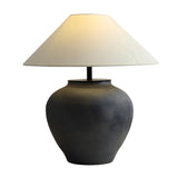 Classic Fabric Shade Jar Geometric Ceramic Table Lamp Image - 6