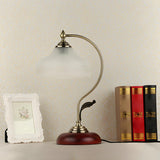 Classic Flower-Shape Glass Shade Curved Arm Table Lamp Image - 11