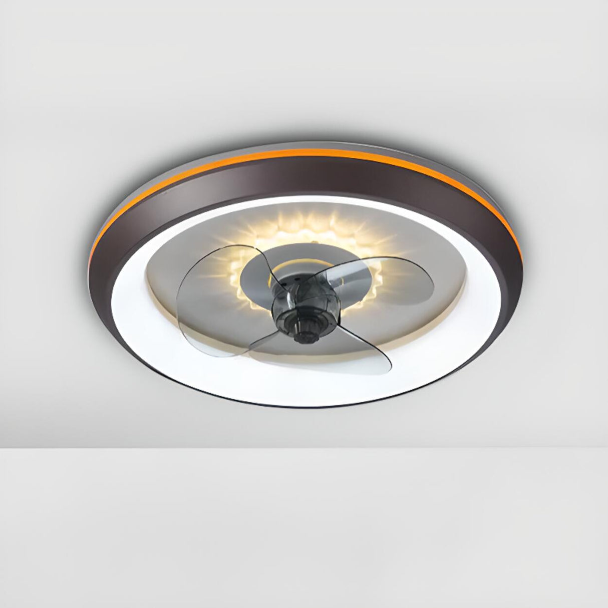 Classic Flush Mounted Round Ceiling Fan with LED Light Image - 4