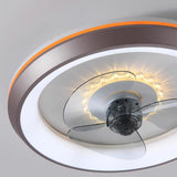 Classic Flush Mounted Round Ceiling Fan with LED Light Image - 8