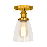 Classic Foyer Copper Cone Glass Semi-Flush Mount Light Image - 10