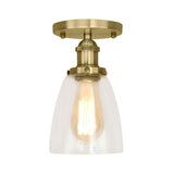 Classic Foyer Copper Cone Glass Semi-Flush Mount Light Image - 13